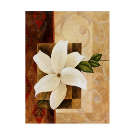 Pablo Esteban 'White Floral Beige 2' Canvas Art,18x24